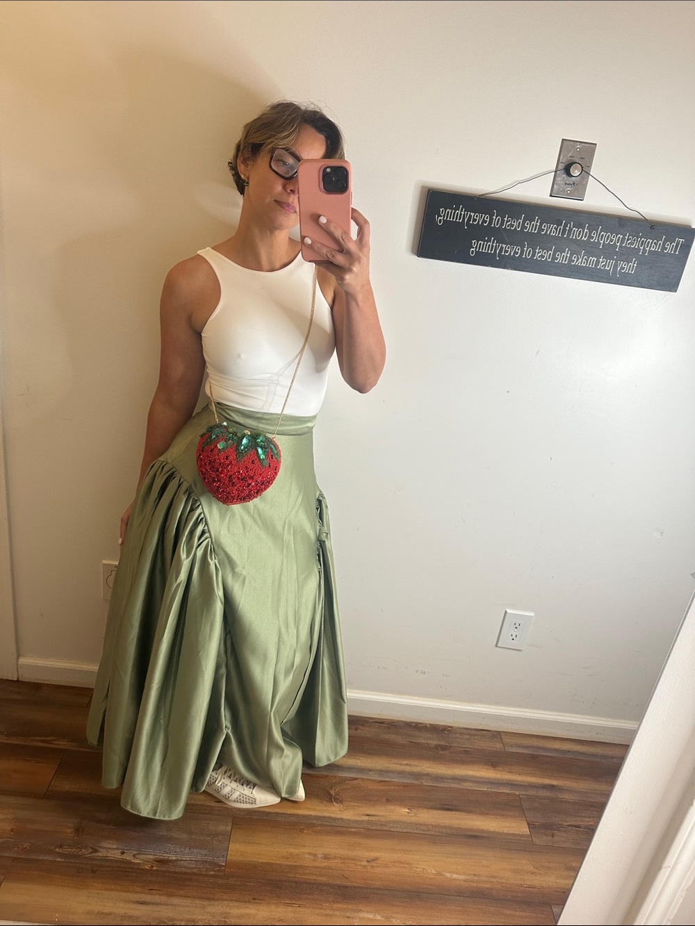 NWT Silk HightRise Olive Textured -Maxi Skirt /Gathered panel Sz Small - Picture 9 of 16